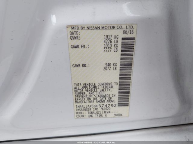 2016 NISSAN ALTIMA 1N4AL3AP3GN374792 Photo 8