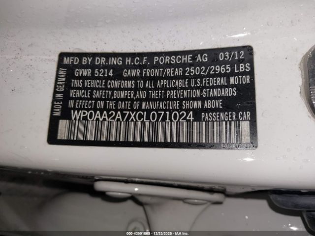 2012 PORSCHE PANAMERA WP0AA2A7XCL071024 Photo 8