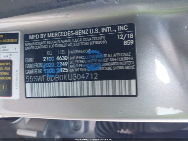 2019 MERCEDES-BENZ C 300 55SWF8DB0KU304712 Photo 8