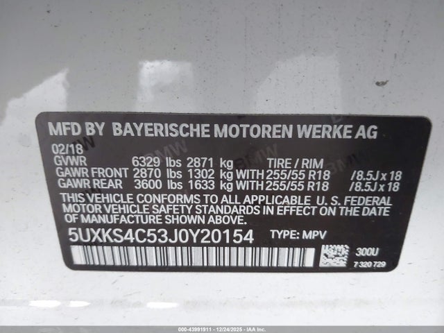 5UXKS4C53J0Y20154 BMW X5 Xdrive35d