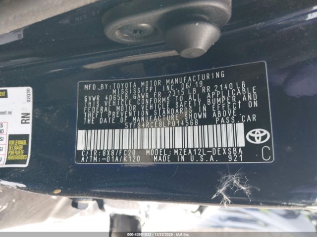 2020 TOYOTA COROLLA 5YFS4RCE8LP014568 Photo 8