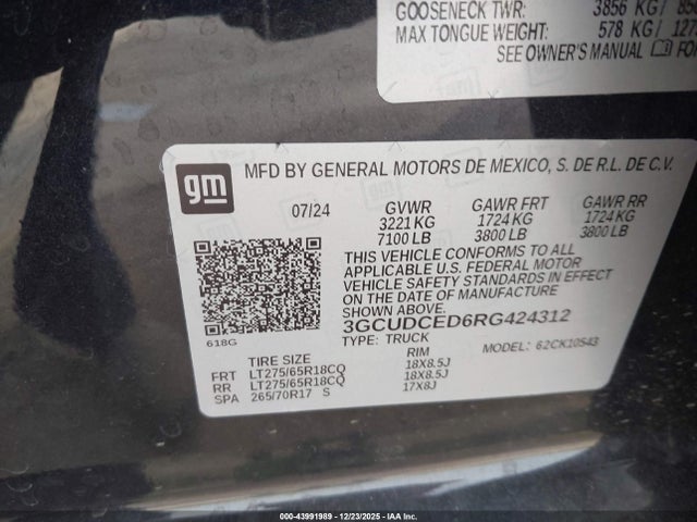 3GCUDCED6RG424312 Chevrolet Silverado 1500 4wd Short Bed Custom Trail Boss