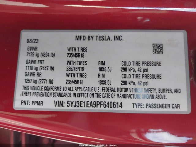2023 TESLA MODEL 3 5YJ3E1EA9PF640614 Photo 8