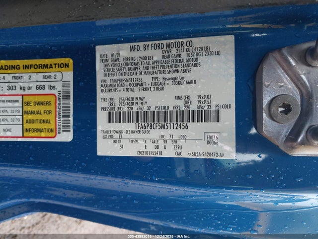 2021 FORD MUSTANG 1FA6P8CF5M5112456 Photo 8