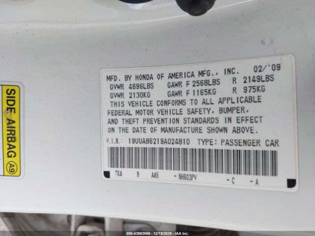 2009 ACURA TL 19UUA86219A024810 Photo 8