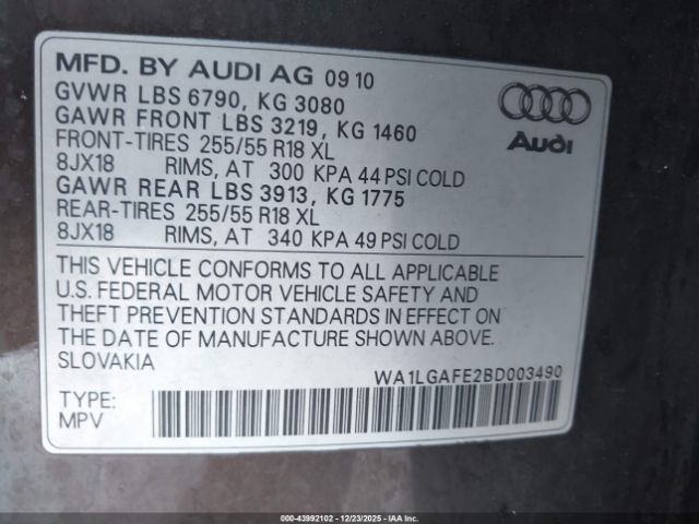 2011 AUDI Q7 WA1LGAFE2BD003490 Photo 8