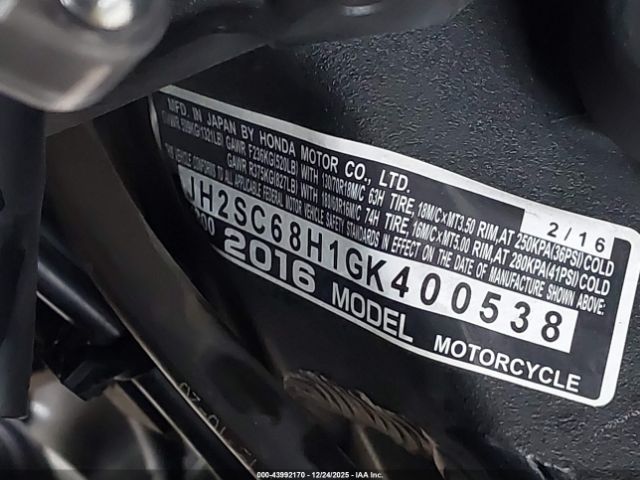 2016 HONDA GL1800 JH2SC68H1GK400538 Photo 9