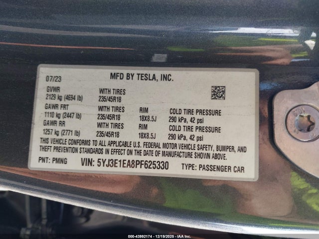 2023 TESLA MODEL 3 5YJ3E1EA8PF625330 Photo 8
