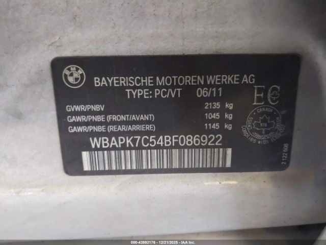 2011 BMW 328I WBAPK7C54BF086922 Photo 8