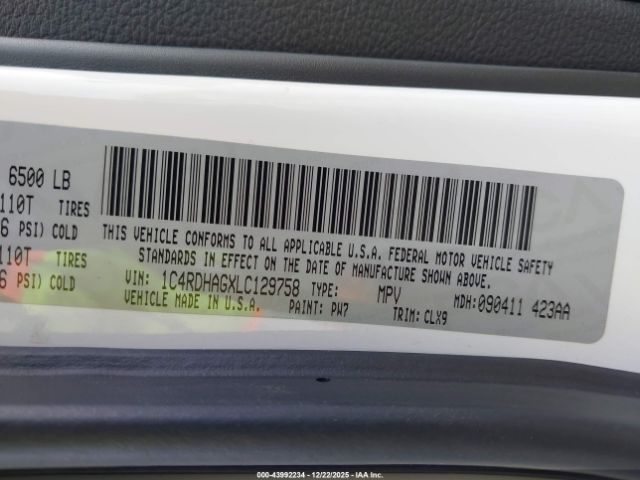 2020 DODGE DURANGO 1C4RDHAGXLC129758 Photo 8