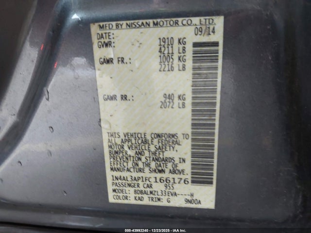 2015 NISSAN ALTIMA 1N4AL3AP1FC166176 Photo 8