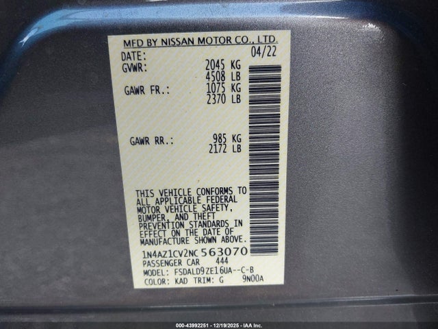 Nissan Leaf Sv 40 Kwh 2022 1N4AZ1CV2NC563070 Image 9
