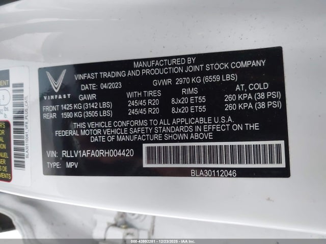 Vinfast Vf 8 Plus 2024 RLLV1AFA0RH004420 Image 9