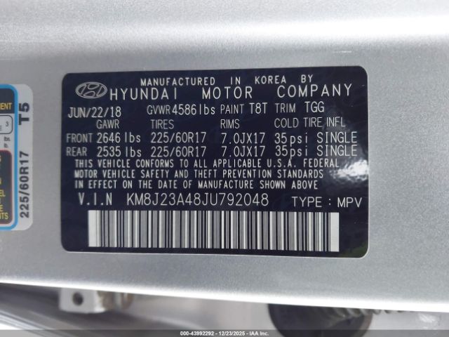 2018 HYUNDAI TUCSON KM8J23A48JU792048 Photo 8