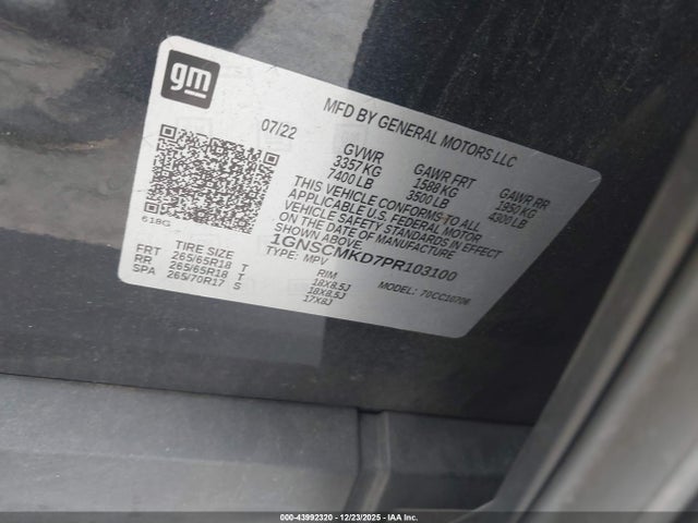 Aukcja sprzedaży 2023 Chevrolet Tahoe 2wd Ls, vin: 1GNSCMKD7PR103100, numer aukcji: 43992320