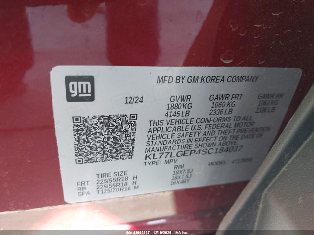 KL77LGEP4SC184037 Chevrolet Trax Fwd 1rs