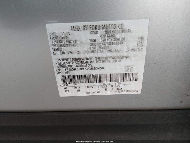 Ford EXPLORER XLT 2016 1FM5K8D80GGB53456 Image 9