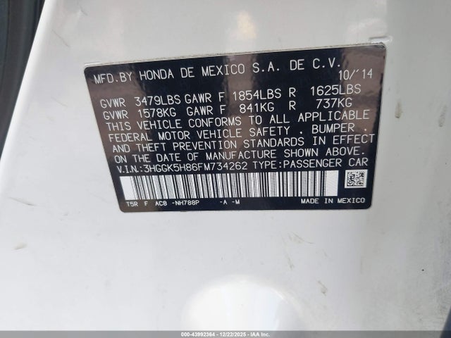 3HGGK5H86FM734262 Honda Fit Ex/ex-l