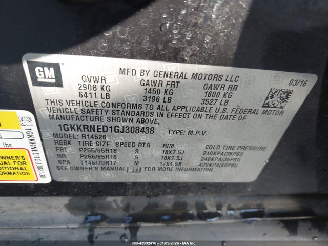 1GKKRNED1GJ308438 GMC Acadia Sle-1