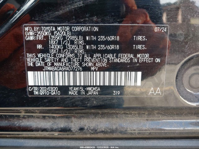 Toyota BZ4X XLE 2024 JTMABACA6RA077276 Image 9