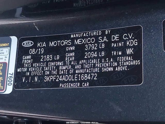 KIA FORTE FE 2020 3KPF24AD0LE168472 Image 9