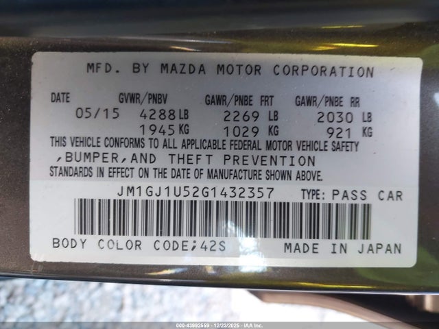 Продаж на аукціоні авто 2016 Mazda Mazda6 I Sport, vin: JM1GJ1U52G1432357, номер лоту: 43992559