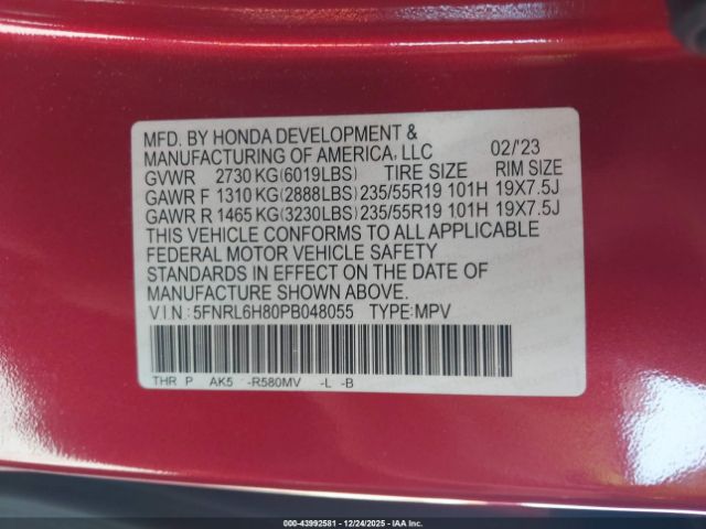 2023 HONDA ODYSSEY 5FNRL6H80PB048055 Photo 8