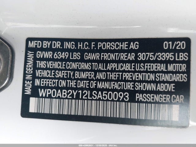 2020 PORSCHE TAYCAN WP0AB2Y12LSA50093 Photo 8