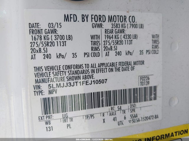 2015 LINCOLN NAVIGATOR L 5LMJJ3JT1FEJ10507 Photo 8