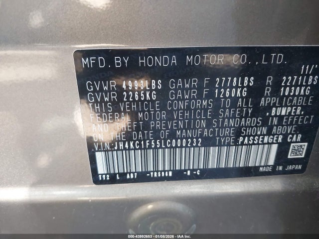 2020 Acura Rlx Technology Package მანქანა იყიდება აუქციონზე, vin: JH4KC1F55LC000232, აუქციონის ნომერი: 43992653