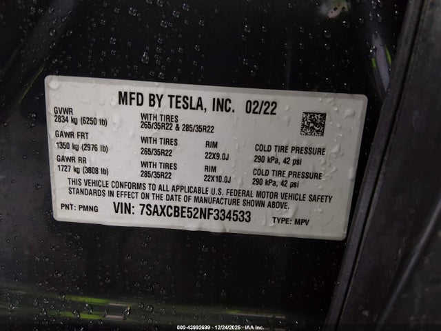 2022 TESLA MODEL X 7SAXCBE52NF334533 Photo 8