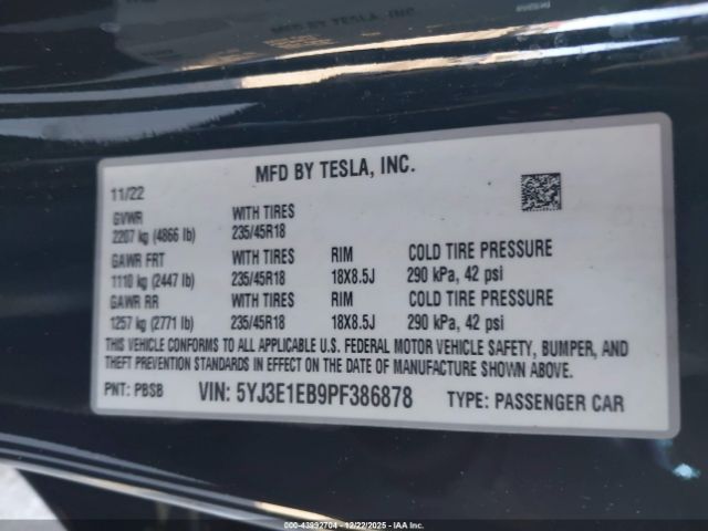 2023 TESLA MODEL 3 5YJ3E1EB9PF386878 Photo 8