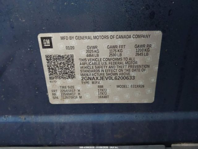 2020 CHEVROLET EQUINOX 2GNAXJEV0L6200633 Photo 8