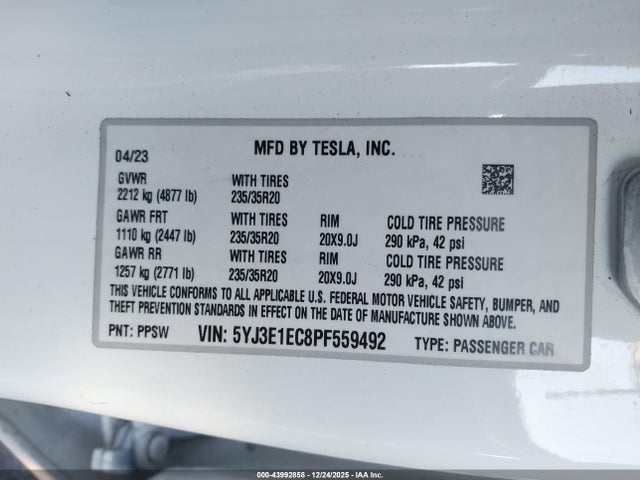 2023 TESLA MODEL 3 5YJ3E1EC8PF559492 Photo 8