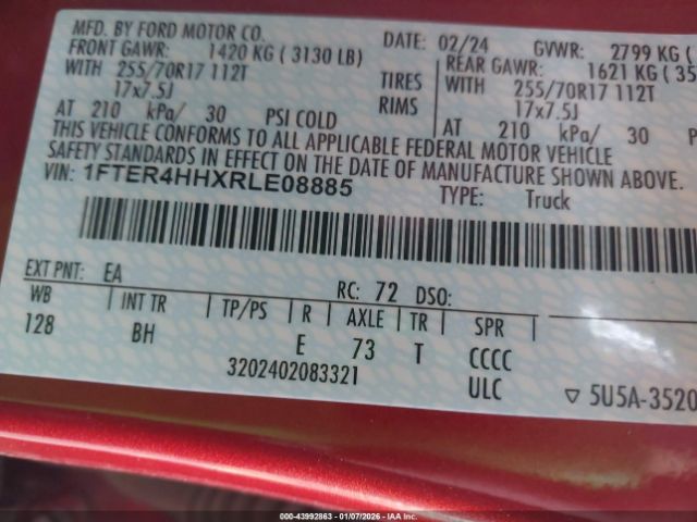 2024 FORD RANGER 1FTER4HHXRLE08885 Photo 8