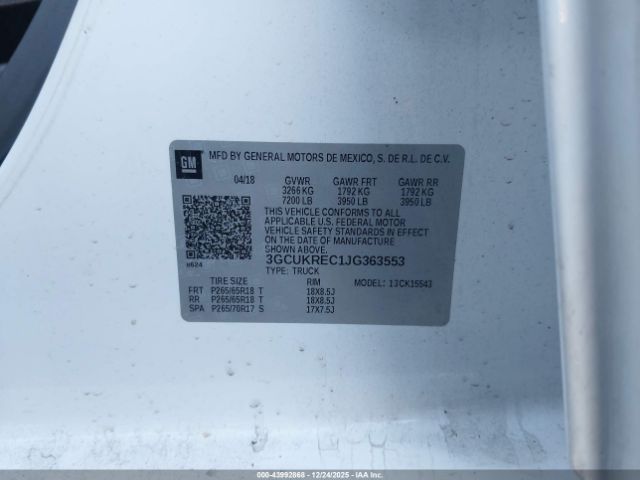 2018 CHEVROLET SILVERADO 1500 3GCUKREC1JG363553 Photo 8