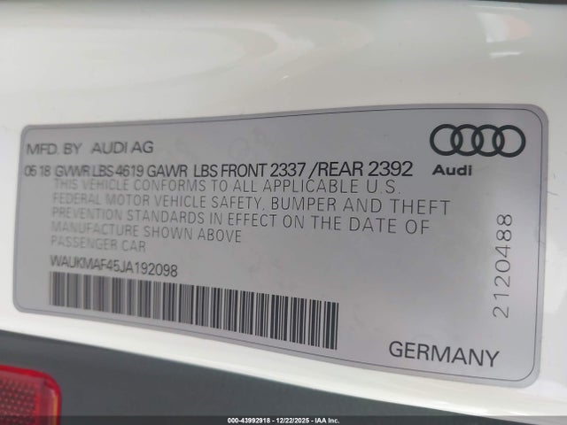 2018 AUDI A4 WAUKMAF45JA192098 Photo 8