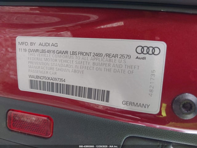 2019 AUDI A5 WAUBNCF50KA097354 Photo 8