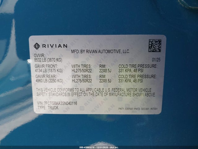 Rivian r1t 2025 7FCTGBAA3SN040116 Image 28