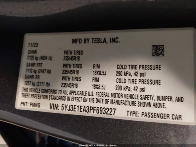 2023 TESLA MODEL 3 5YJ3E1EA3PF693227 Photo 8