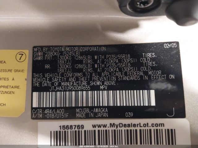 2005 LEXUS RX 330 JTJHA31U950089655 Photo 8