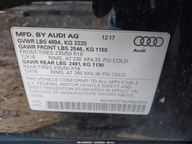 2018 AUDI Q3 WA1ECCFS6JR022874 Photo 8
