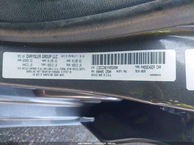 43993587 :رقم المزاد ، 1C3CCCAB1FN552094 vin ، 2015 Chrysler 200 Limited مزاد بيع