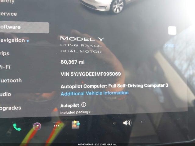 Продажа на аукционе авто 2021 Tesla Model Y Long Range Dual Motor All-wheel Drive, vin: 5YJYGDEE1MF095069, номер лота: 43993645