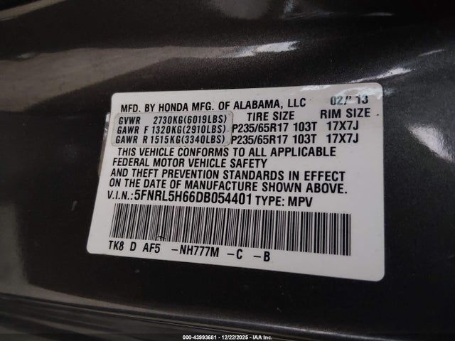 2013 HONDA ODYSSEY 5FNRL5H66DB054401 Photo 8
