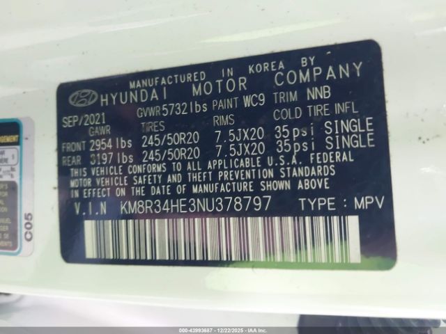 2022 HYUNDAI PALISADE KM8R34HE3NU378797 Photo 8