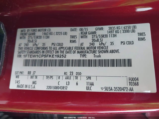 Ford F-150 Xlt 2015 1FTEW1CP5FKE19252 Image 9
