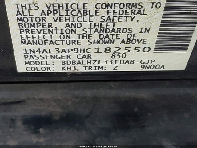 1N4AL3AP9HC182550 Nissan Altima 2.5 Sr