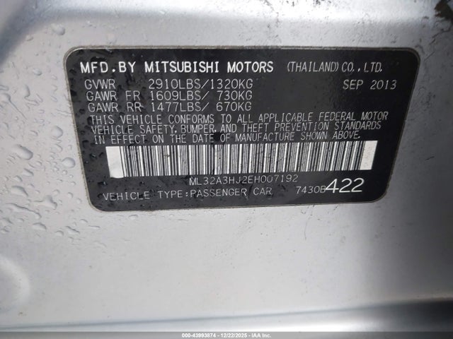 2014 MITSUBISHI MIRAGE ML32A3HJ2EH007192 Photo 8