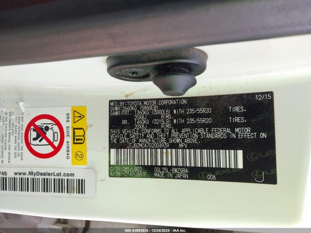 JTJBZMCA7G2004939 Lexus RX 350